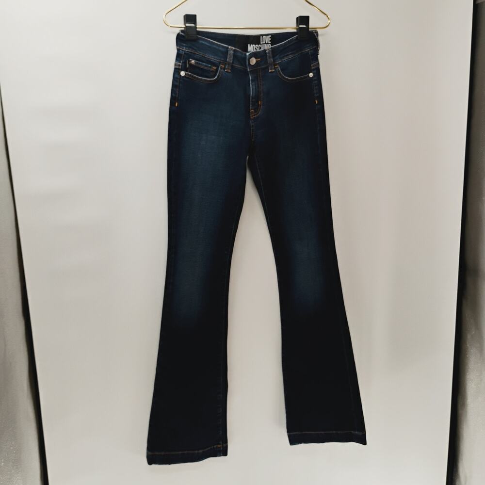 Love Moschino Women's Flare-Leg Jeans Denim‎ Size 26 y2k bedazzled pockets - Picture 4 of 15